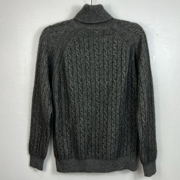 ESTNATION Vintage Gray Cable Knit Wool Blend Turtleneck Sweater Size M - Picture 3 of 8
